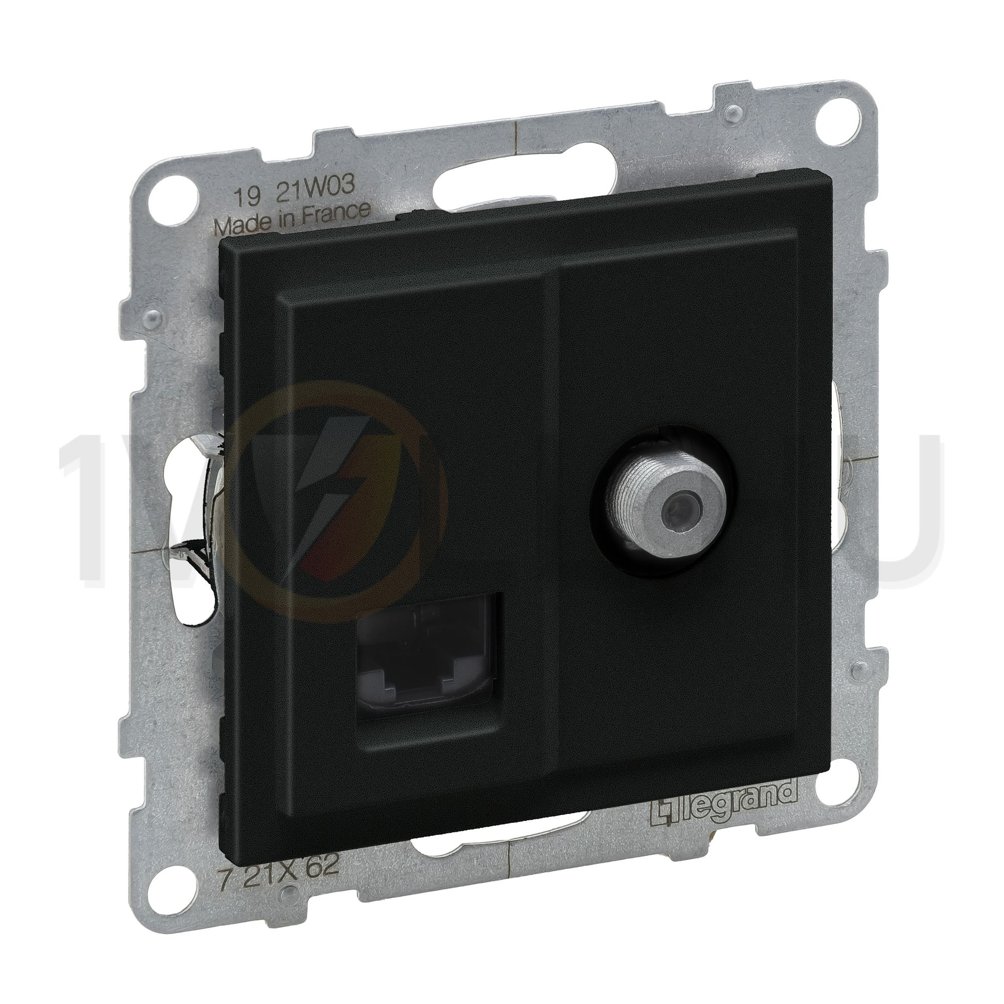 Suno TV (F) végzáró + adatcsatlakozó dugalj UTP RJ45 8(8) Cat6 fekete csavaros LEGRAND - 721462