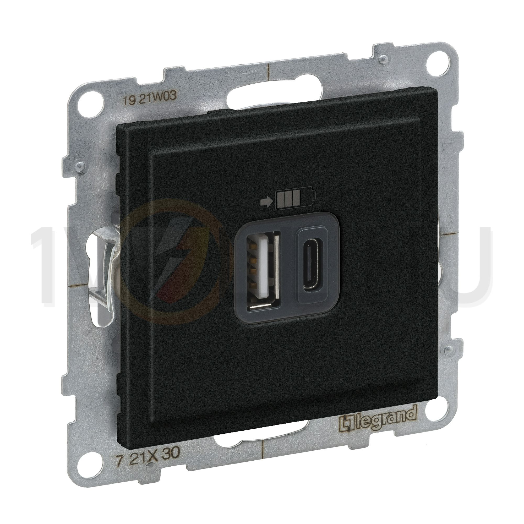 Suno USB töltőaljzat A+C 3000mA/ 5V süllyesztett fekete IP20 LEGRAND - 721430