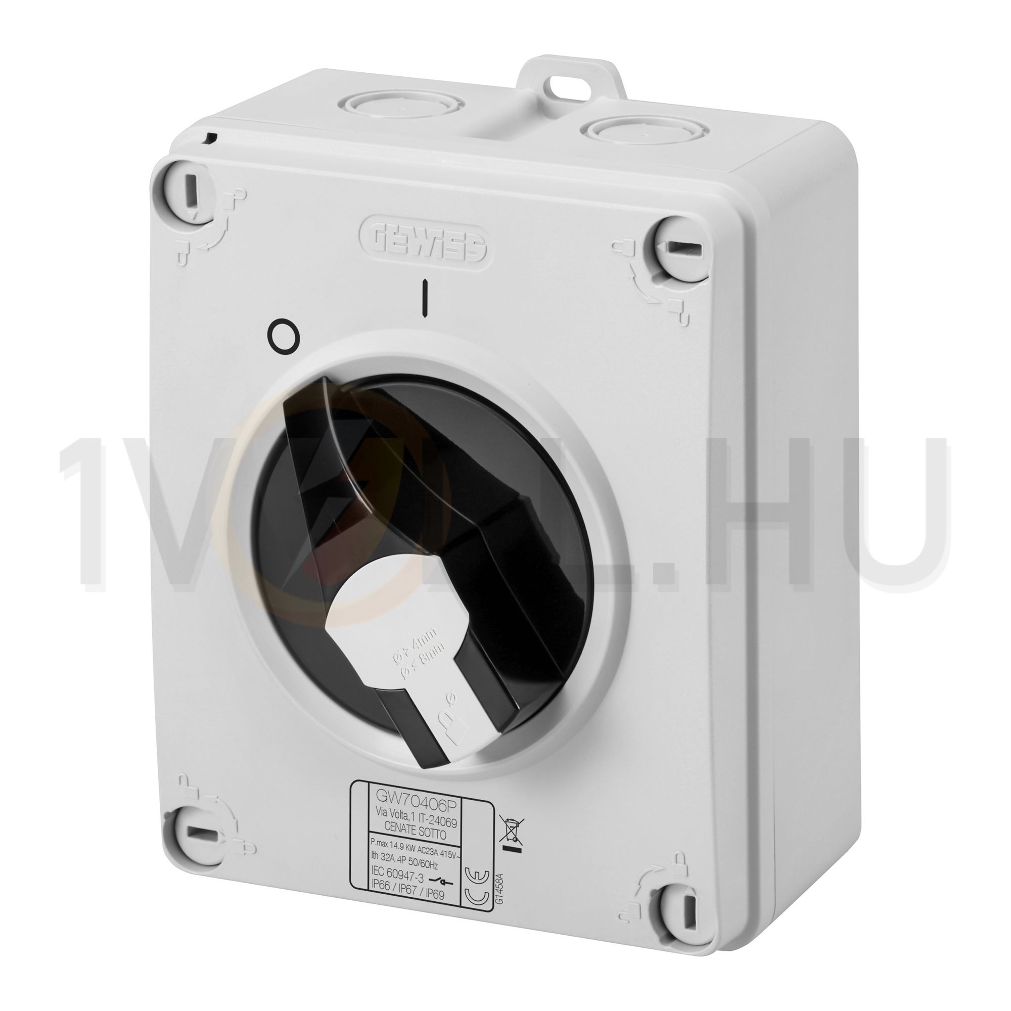 Szakaszoló be-ki kapcsoló 4P 25A tokozott IP66 70RTHP GEWISS - GW70418P