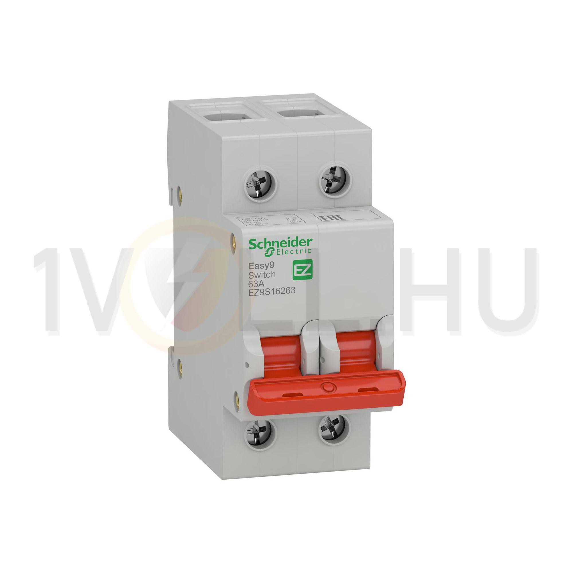 Szakaszoló be-ki kapcsoló 63A 400V 2P sorolható fix piros működtetőkaros 2M Easy9 Pro Schneider - EZ9S16263