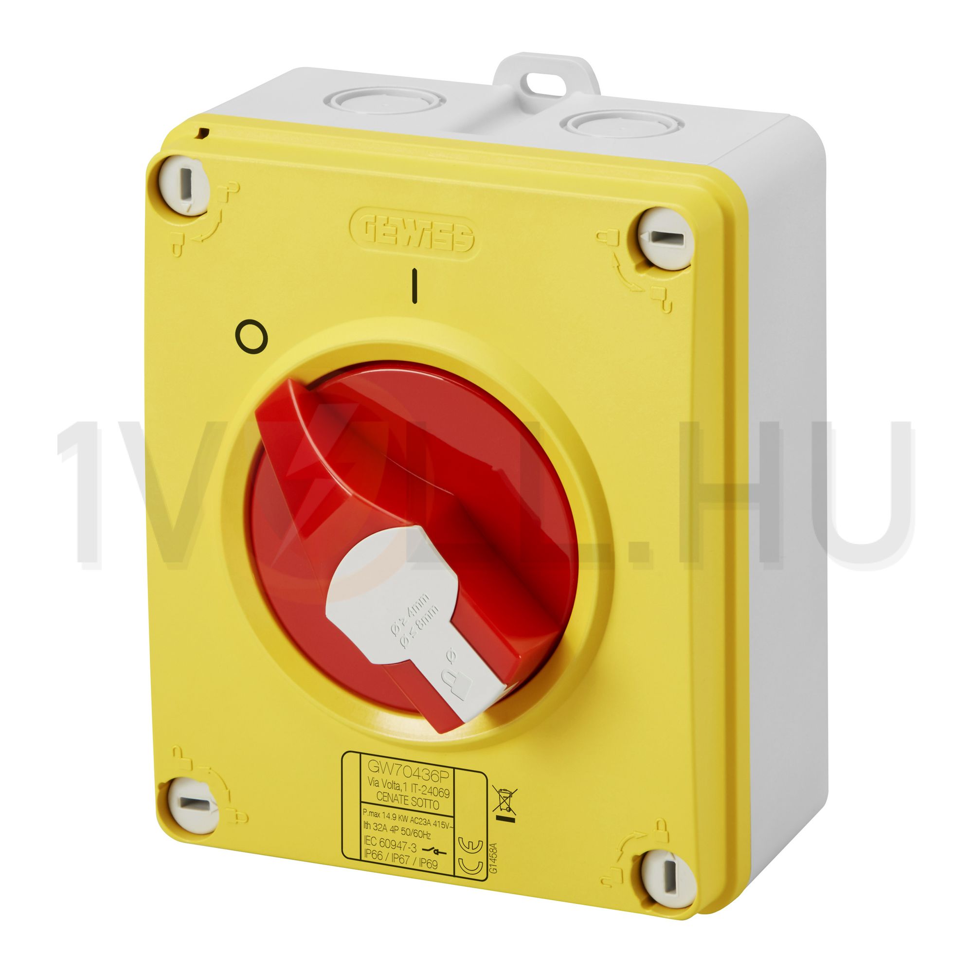 Szakaszoló vész- be-ki kapcsoló 3P 40A tokozott IP66 70RTHP GEWISS - GW70442P