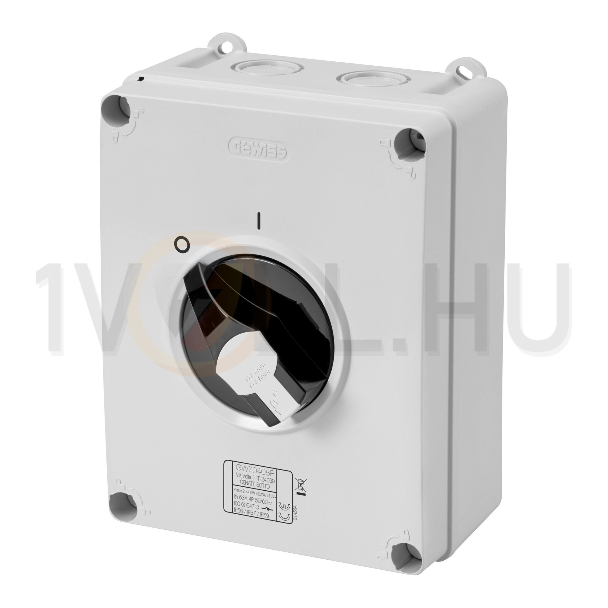 Szakaszoló vész- be-ki kapcsoló 4P 63A tokozott IP66 70RTHP GEWISS - GW70408P