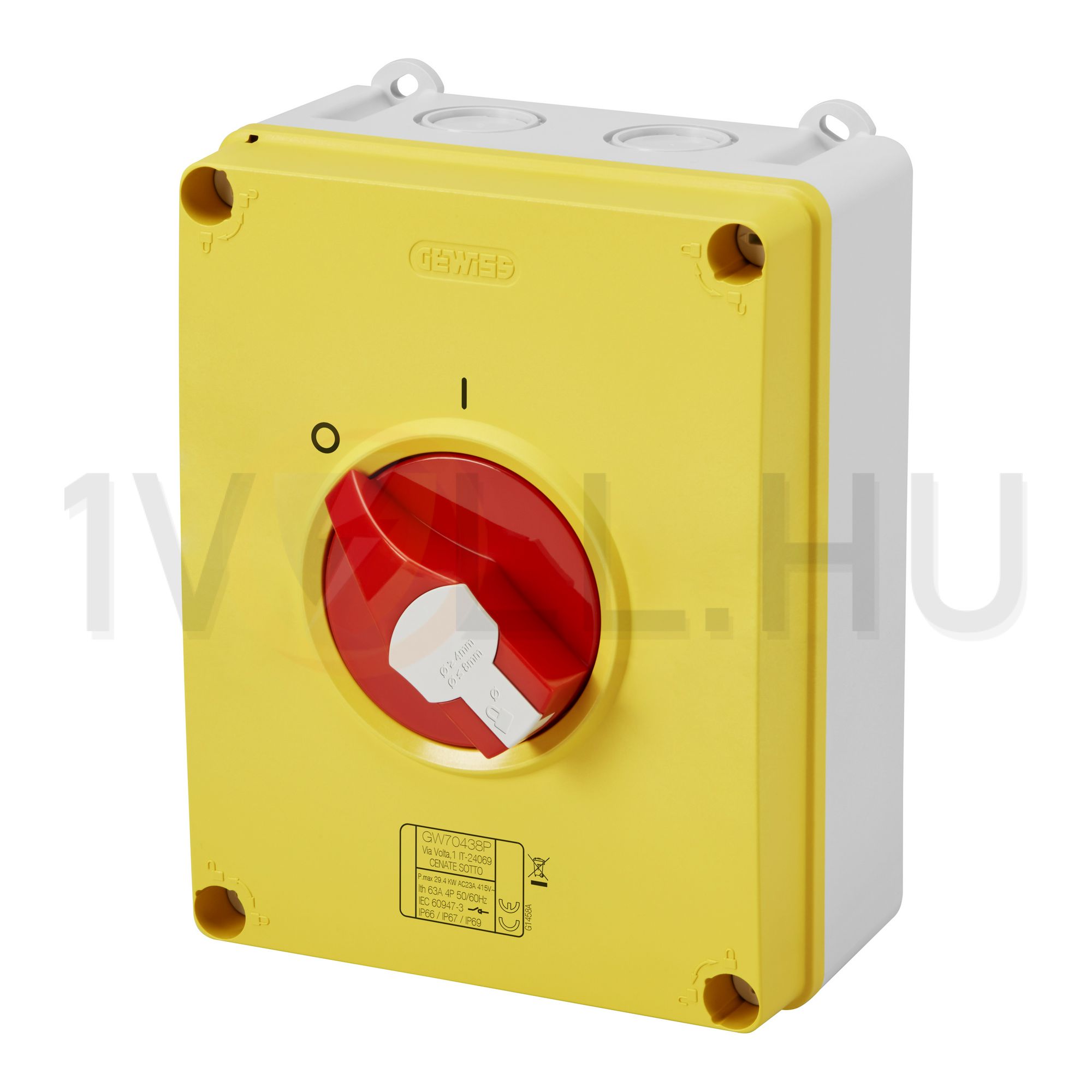Szakaszoló vész- be-ki kapcsoló 4P 63A tokozott IP66 70RTHP GEWISS - GW70438P