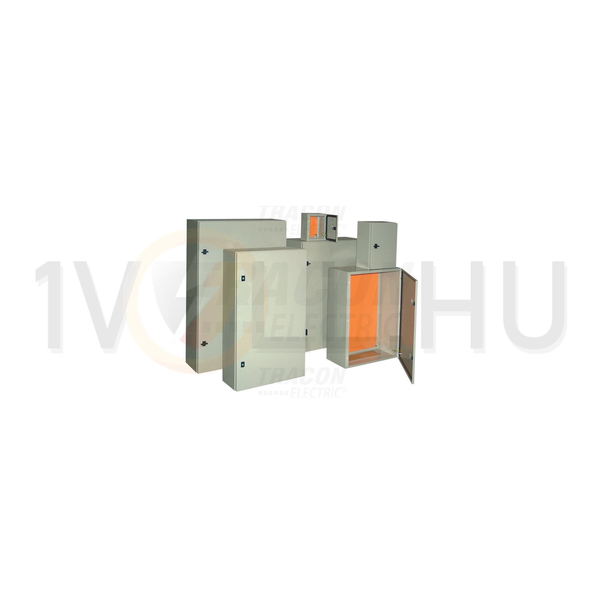 Szekrény fali teli ajtós acél szerelőlappal 800mm 600mmx 300mmx IP55 szürke TRACON - TFE806030