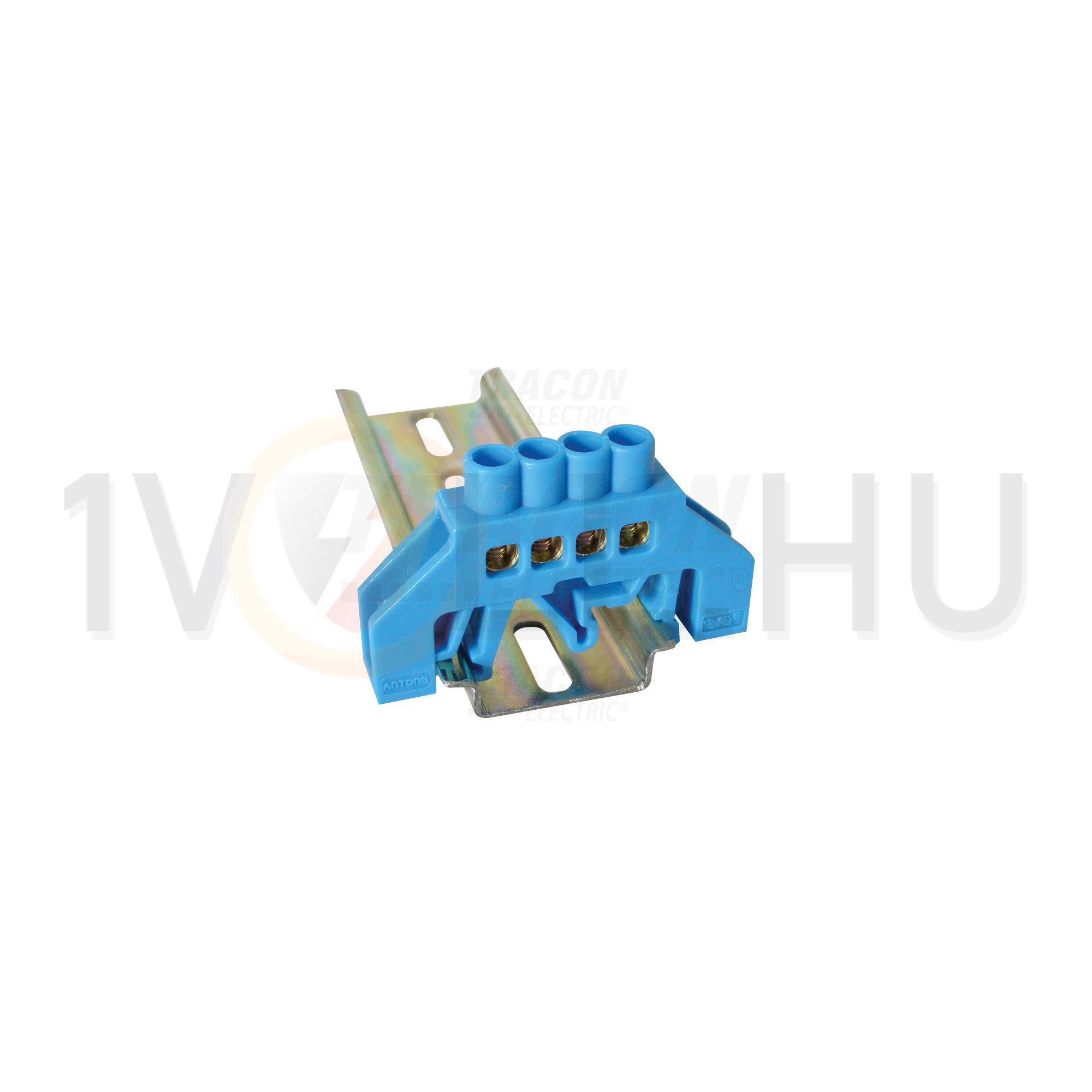 Szigetelt N-sín 6x9mm 4x2,5-16mm2 kék 63A sárgaréz kezeletlen TRACON - NPE-B6-4