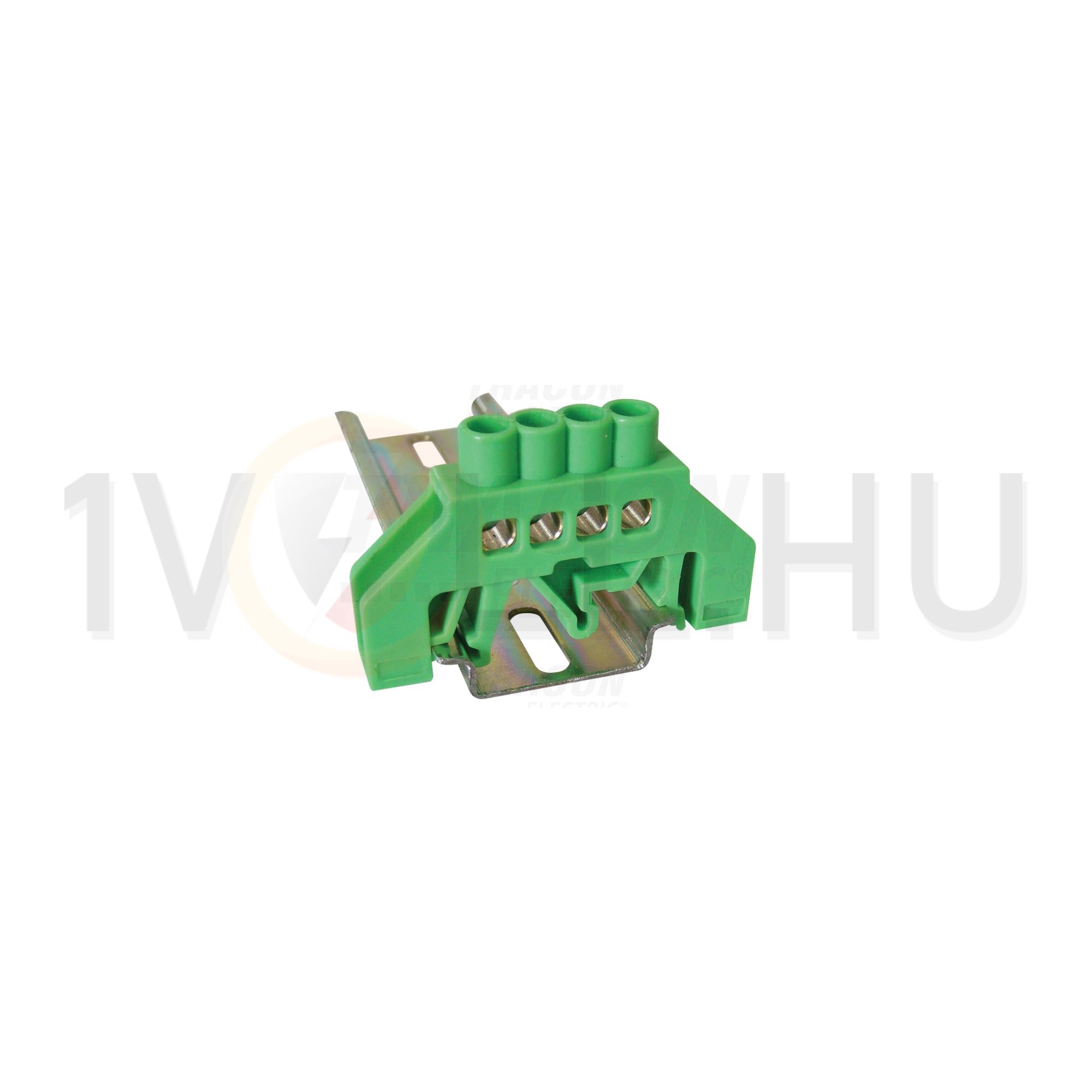Szigetelt PE-sín 6x9mm 4x2,5-16mm2 zöld 63A sárgaréz kezeletlen TRACON - NPE-G6-4