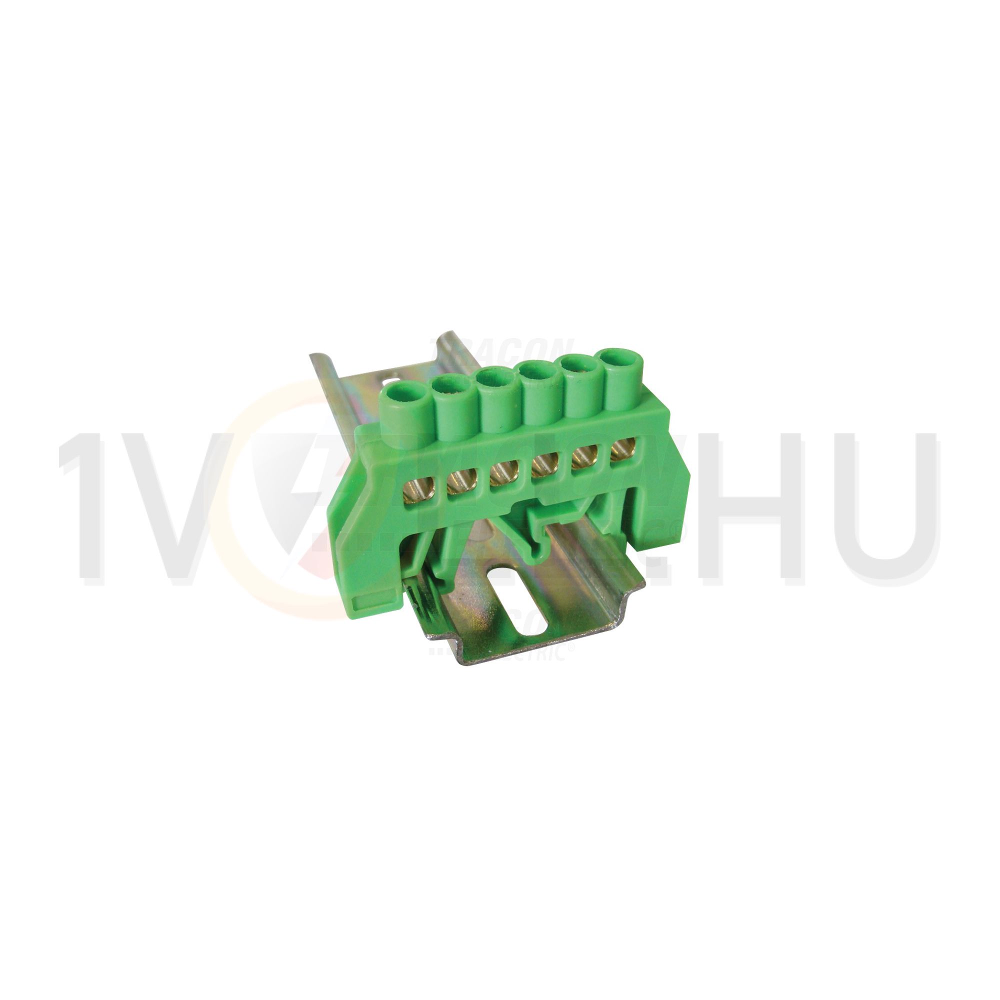 Szigetelt PE-sín 6x9mm 6x2,5-16mm2 zöld 63A sárgaréz kezeletlen TRACON - NPE-G6-6