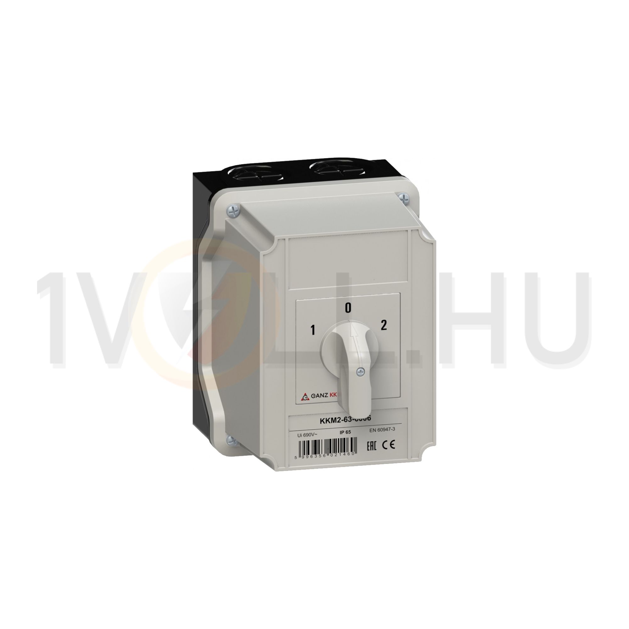 Terhelés 0-1-2 átkapcsoló 3P 63A tokozott KKM2-63-6006 Ganz KK - 903-6006-742