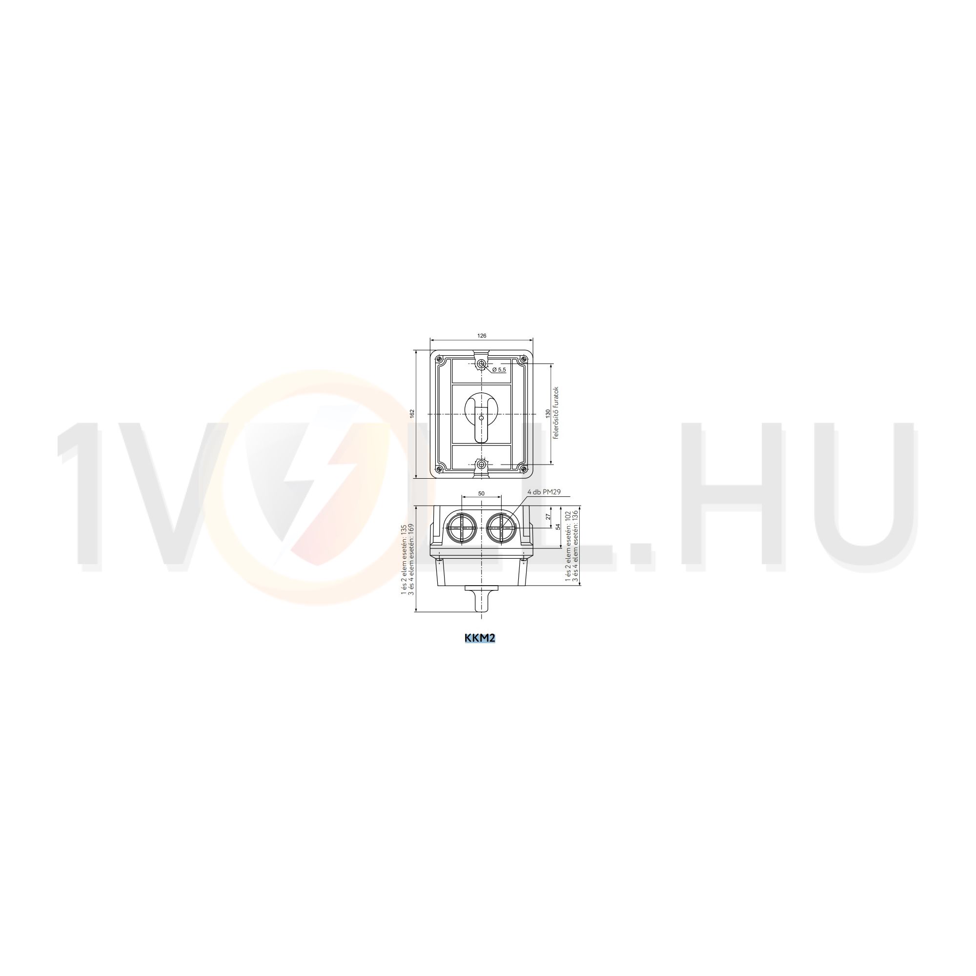 Terhelés be-ki kapcsoló 3P 115A tokozott KKM2-115-6002 Ganz KK - 904-6002-972