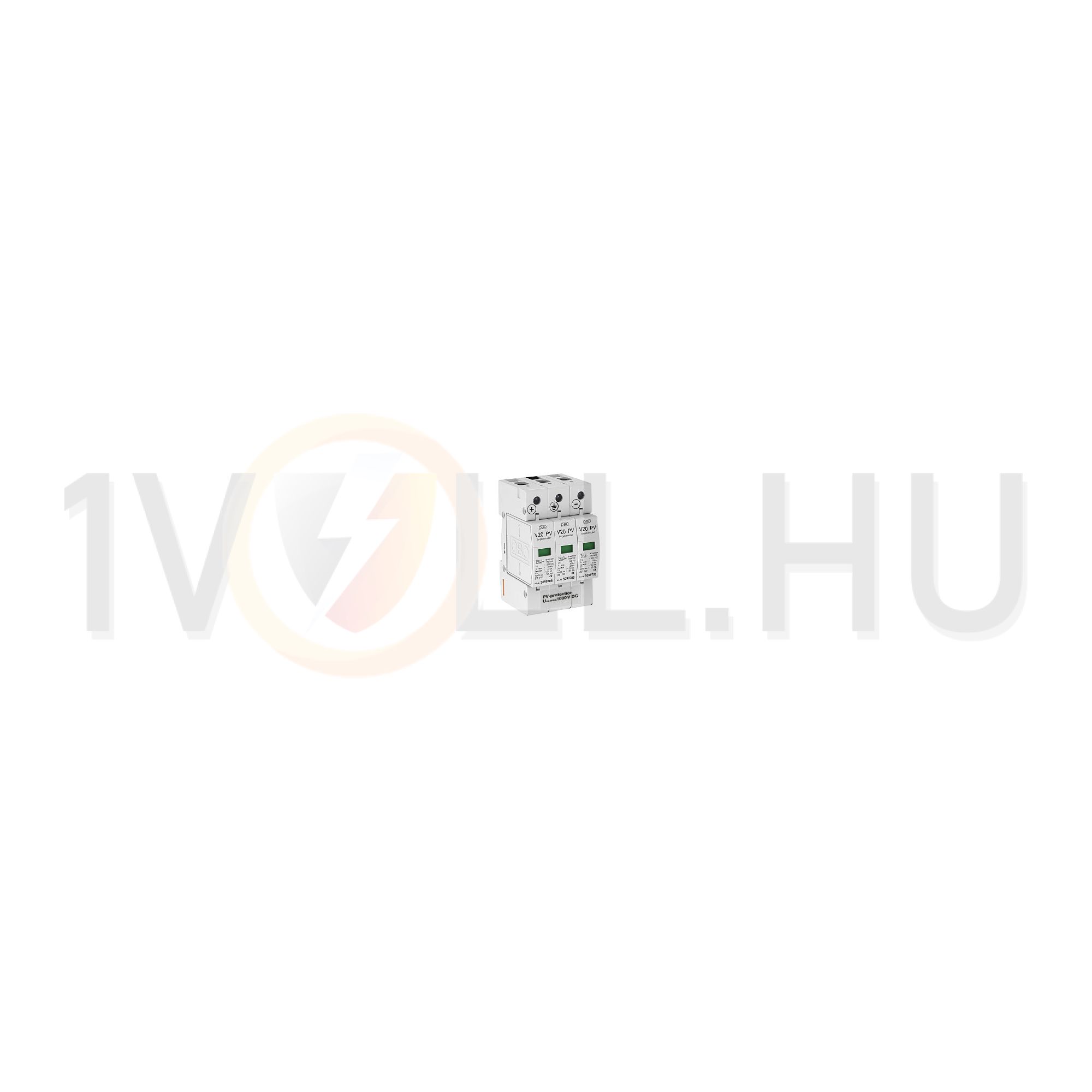 Túlfeszültség-levezető szolár dugaszolható 3P 3P T2 1000V/DC 40kA V20-C 3-PH-1000 OBO-BETTERMANN - 5094608