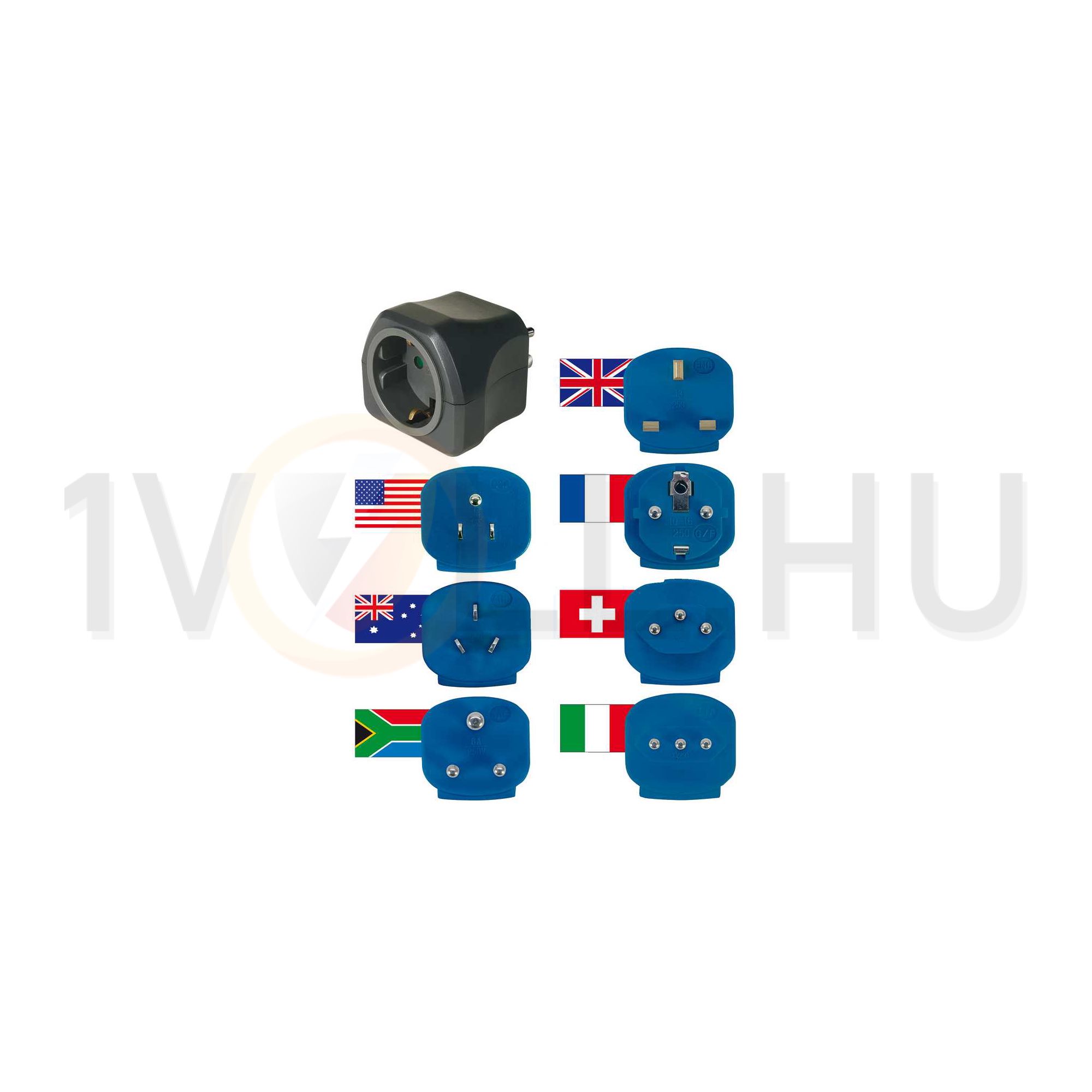 Utazó adapter univerzális(7x)->DIN(F) többszínű 13A 250V LECTRA - 1508160