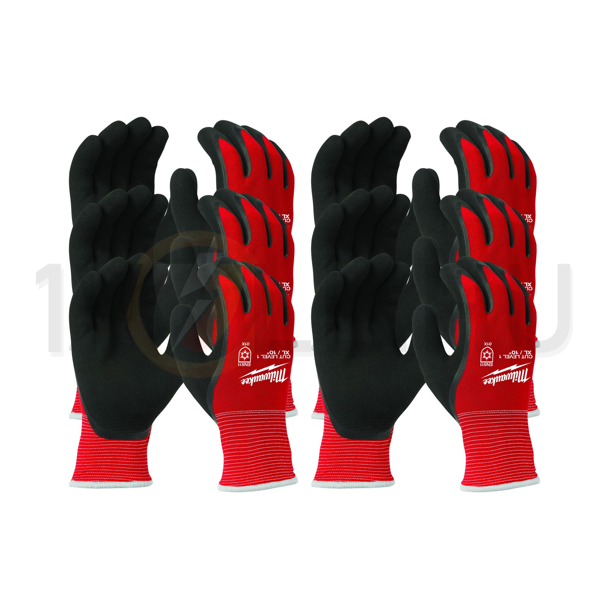 Védőkesztyű vágásbiztos téliesített 12pár pár 5 ujjas 10/ XL-méret piros PACKWINTERCUT Milwaukee - 4932471608
