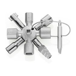 Kapcsolószekrény kulcs multifunkciós 10profil 2keresztkulcs 2bit 92mm univerzális TwinKey KNIPEX - 001101