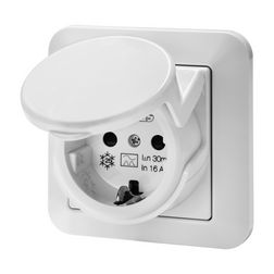 162 dugalj A-típ 30mA-áramvédős biztonsági földelt fehér IP44 süllyesztett rugós 90 RCD GEWISS - GW95524