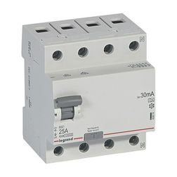 Áram-védőkapcsoló (Fi-relé) analóg 3P+N 25A 30mA A-típus 10kA RX3 LEGRAND - 402074