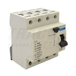 Áram-védőkapcsoló (Fi-relé) analóg 3P+N 25A 100mA AC-típus 6kA TRACON - TFV4-25100