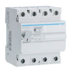 Áram-védőkapcsoló (Fi-relé) analóg 4P 25A 30mA AC-típus 6kA CDC Hager - CDC725J