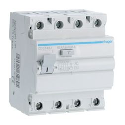 Áram-védőkapcsoló (Fi-relé) analóg 4P 40A 30mA AC-típus 6kA CDC Hager - CDC742J