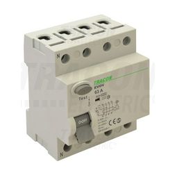 Áram-védőkapcsoló (Fi-relé) analóg 4P 40A 30mA AC-típus 6kA TRACON - EVOV4P4003