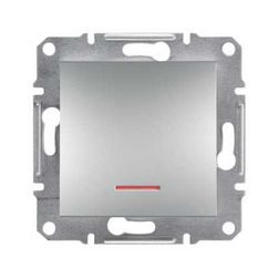 Asfora 101 1P kapcsoló +jelzőfény betét közp. fedéllel alumínium süllyesztett csavaros Schneider - EPH1430361