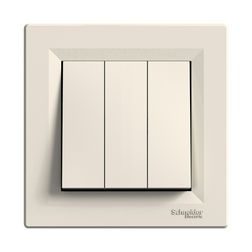 Asfora 101/3 3x1P kapcsoló betét teljes fedéllel 3M krém süllyesztett billentyű/gomb Schneider - EPH2100123