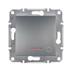 Asfora 106 váltókapcsoló +jelzőfény betét közp. fedéllel nemesacél süllyesztett Schneider - EPH1500362