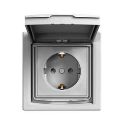 Asfora 162 dugalj földelt csapófedéllel gyerekzárral alumínium IP44 süllyesztett Schneider - EPH3100361