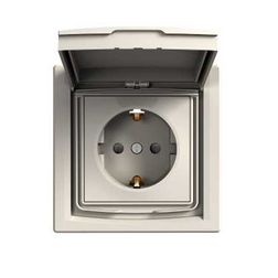 Asfora 162 dugalj földelt csapófedéllel gyerekzárral krém IP44 süllyesztett Schneider - EPH3100323