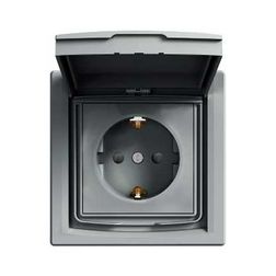 Asfora 162 dugalj földelt csapófedéllel gyerekzárral nemesacél IP44 süllyesztett Schneider - EPH3100362