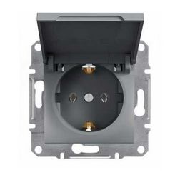 Asfora 162 dugalj földelt csapófedéllel nemesacél IP20 süllyesztett Schneider - EPH3100162