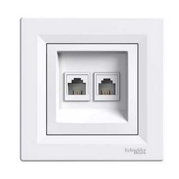 Asfora telefon csatlakozó betét teljes fedéllel 2xRJ11 műanyag fehér címketartó nélkül Schneider - EPH4200121