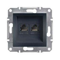 Asfora adatcsatlakozó dugalj UTP 2xRJ45 8(8) Cat6 süllyesztett antracit Schneider - EPH4800171