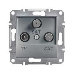 Asfora antenna aljzat TV-SAT süllyesztett komplett acél 3-kimenet végzáró 1dB/860MHz Schneider - EPH3600162