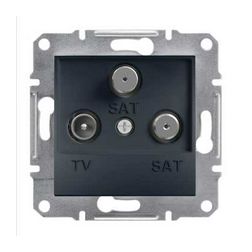 Asfora antenna aljzat TV-SAT süllyesztett komplett antracit 3-kimenet végzáró Schneider - EPH3600171