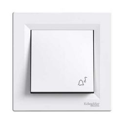 Asfora N101 csengőnyomó betét komplett házban 1- nyomógomb 1z fehér csengő IP20 műanyag Schneider - EPH0800121