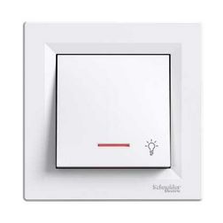 Asfora N101 nyomó betét komplett házban 1- billentyűs 1z fehér lámpa IP20 jelzőfény Schneider - EPH1800121