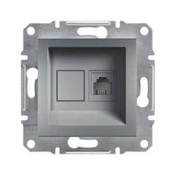 Asfora telefon csatlakozó betét közp. fedéllel RJ11 műanyag nemesacél Schneider - EPH4100162