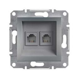 Asfora telefon csatlakozó betét közp. fedéllel 2xRJ11 műanyag nemesacél Schneider - EPH4200162