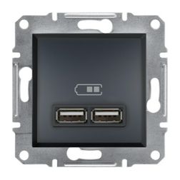 Asfora USB töltőaljzat A+A 2/ki 2100mA-max. 5V süllyesztett antracit Schneider - EPH2700271