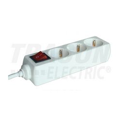Asztali elosztósor 3680W 1.5mm2 5m 3x2P+F/230V 16A kapcsolós fehér IP20 TRACON - HK3-5M