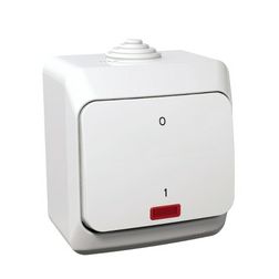 CedarPlus 102 2P kapcsoló +jelzőfény betét komplett házban fehér falonkívüli IP44 Schneider - WDE000521