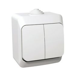 CedarPlus 105 2x1P csillárkapcsoló +jelzőfény betét komplett házban fehér falonkívüli Schneider - WDE000551