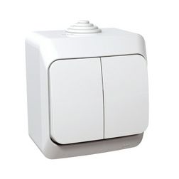 CedarPlus 105 2x1P csillárkapcsoló betét komplett házban fehér falonkívüli IP44 Schneider - WDE000550