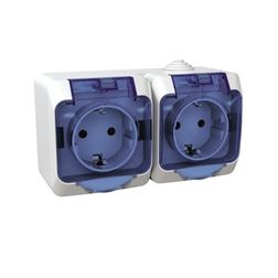 CedarPlus 162/2 dugalj földelt csapófedéllel gyerekzárral fehér IP44 falonkívüli Schneider - WDE000525