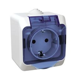 CedarPlus 162 dugalj földelt csapófedéllel gyerekzárral fehér IP44 falonkívüli Schneider - WDE000543