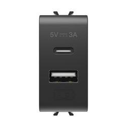 ChoruSmart USB töltőaljzat A+C 1M USB süllyesztett fekete bepattintás GEWISS - GW12449