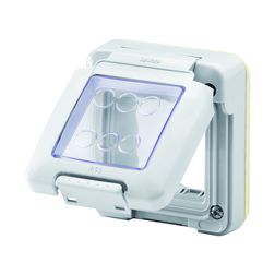 Vízmentes csapófedél 2modul vízszintes műanyag szürke lakkozott fényes 27Combi GEWISS - GW27401