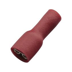 Csúszósaru 22mm hüvely teljesen szigetelt piros lapos 6,3x0,8 mm sárgaréz 0.5-1,0mm2 Haupa - 260414