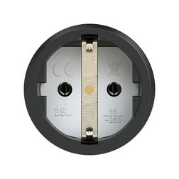 Dugalj lengő 2P+E fekete gyűrűvel fedeles 16A 230V egyenes fekete gumi csavaros IP54 Taurus2 PCE - 2511-ss