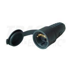Dugalj lengő 2P+F 16A 16V egyenes fekete gumi csavaros IP44 TRACON - TICS-212G